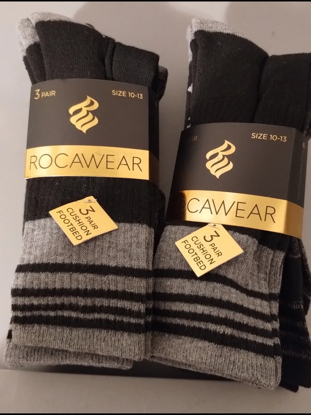 Men's Rocawear Black & Gray Striped Cushion Crew Socks - 6 Pair